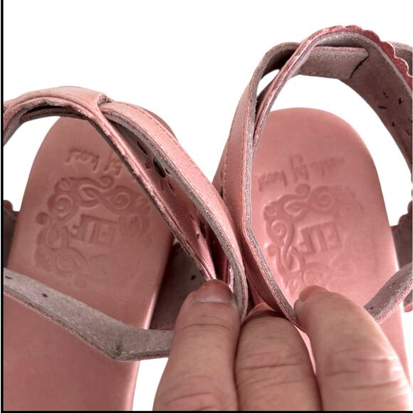 ELF Paloma Leather Heel Sandal Womens 9.5 Pink Ankle Strap Studded Hand Made NEW - Picture 3 of 6